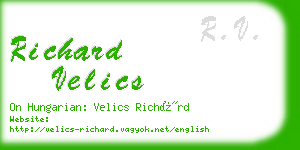 richard velics business card
